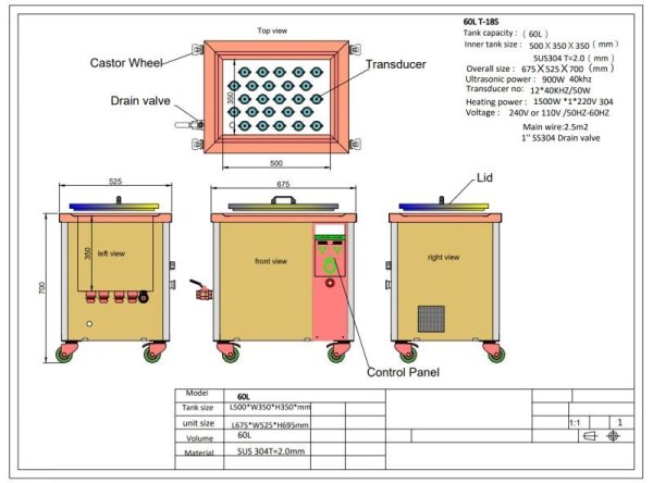 画像8: 【工業用デジタル式 60L/40kHz 超音波洗浄機】 タイマー/ヒーター/パワー調節/超大型洗浄器クリーナー 工業用 (8)